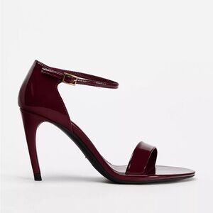 Zara Faux Patent Leather Burgundy Ankle Strap Heels Size 37 / 6.5. NWT